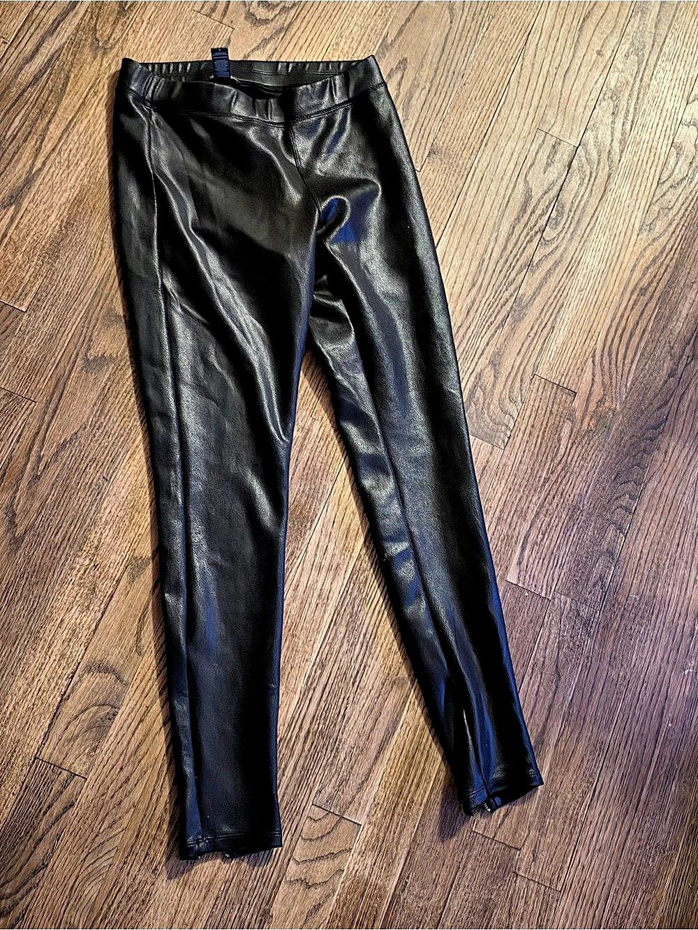 Express Faux Leather Ankle Zip Leggings Black Small